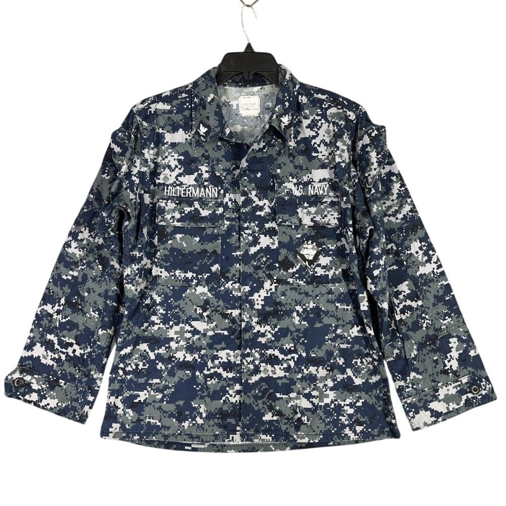 US Navy NWU Type I Blue‎ Digital Camo Blouse M Blue Gray AOR1 SPE1C1-14-D-1014